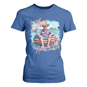 Funny Trump 2025 Welcome To America's Gulf T Shirt For Women Trump Sombrero Hat TS11 Royal Blue Print Your Wear