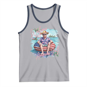 Funny Trump 2025 Welcome To America's Gulf Tank Top Trump Sombrero Hat TS11 Athletic Heather Navy Print Your Wear