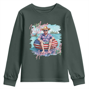 Funny Trump 2025 Welcome To America's Gulf Youth Sweatshirt Trump Sombrero Hat TS11 Dark Forest Green Print Your Wear