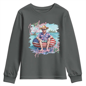 Funny Trump 2025 Welcome To America's Gulf Youth Sweatshirt Trump Sombrero Hat TS11 Dark Heather Print Your Wear