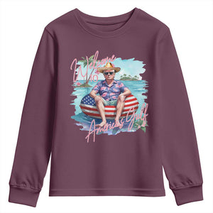 Funny Trump 2025 Welcome To America's Gulf Youth Sweatshirt Trump Sombrero Hat TS11 Maroon Print Your Wear