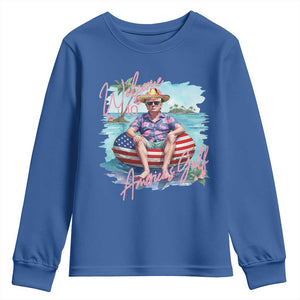 Funny Trump 2025 Welcome To America's Gulf Youth Sweatshirt Trump Sombrero Hat TS11 Royal Blue Print Your Wear