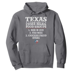 Proud American Texan Hoodie Texas Three Major Food Groups BBQ Tex Mex Chicken TS11 Charcoal Print Your Wear