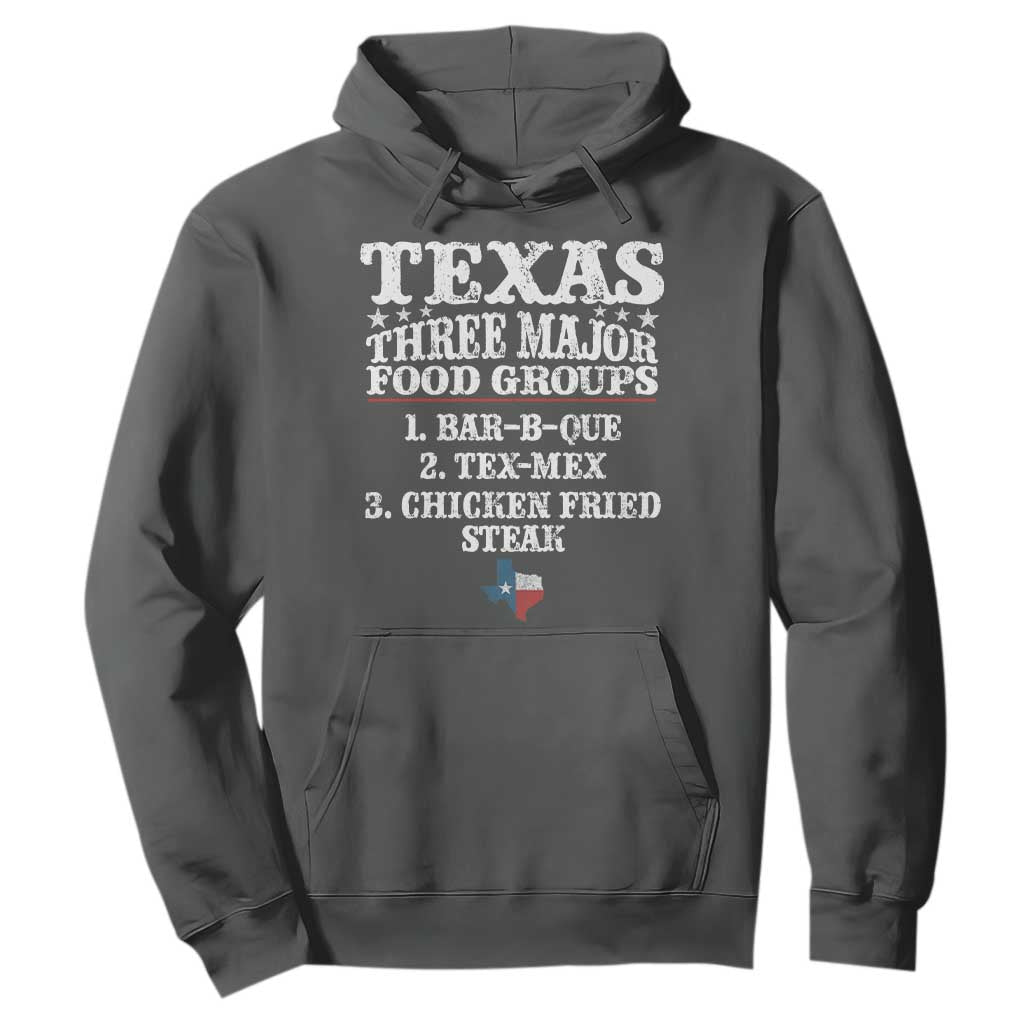 Proud American Texan Hoodie Texas Three Major Food Groups BBQ Tex Mex Chicken TS11 Dark Heather Print Your Wear