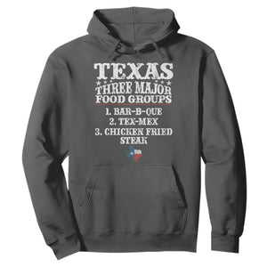 Proud American Texan Hoodie Texas Three Major Food Groups BBQ Tex Mex Chicken TS11 Dark Heather Print Your Wear