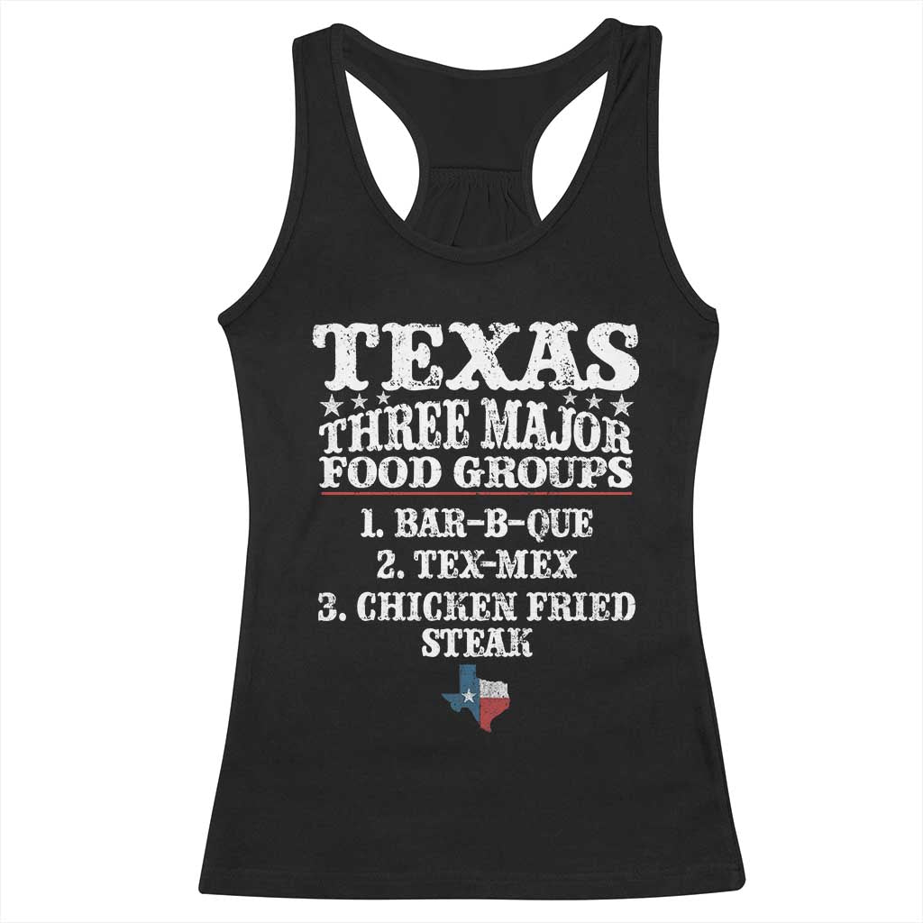 Proud American Texan Racerback Tank Top Texas Three Major Food Groups BBQ Tex Mex Chicken TS11 Black Print Your Wear