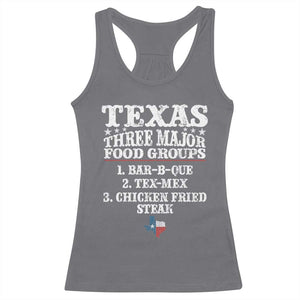 Proud American Texan Racerback Tank Top Texas Three Major Food Groups BBQ Tex Mex Chicken TS11 Charcoal Print Your Wear