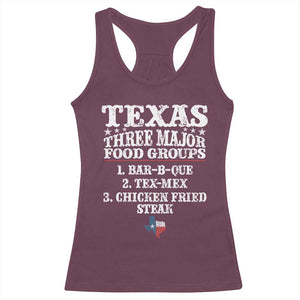 Proud American Texan Racerback Tank Top Texas Three Major Food Groups BBQ Tex Mex Chicken TS11 Maroon Print Your Wear