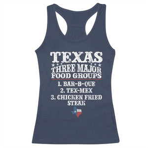Proud American Texan Racerback Tank Top Texas Three Major Food Groups BBQ Tex Mex Chicken TS11 Navy Print Your Wear