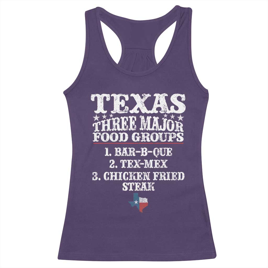 Proud American Texan Racerback Tank Top Texas Three Major Food Groups BBQ Tex Mex Chicken TS11 Purple Print Your Wear