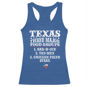 Proud American Texan Racerback Tank Top Texas Three Major Food Groups BBQ Tex Mex Chicken TS11 Royal Blue Print Your Wear