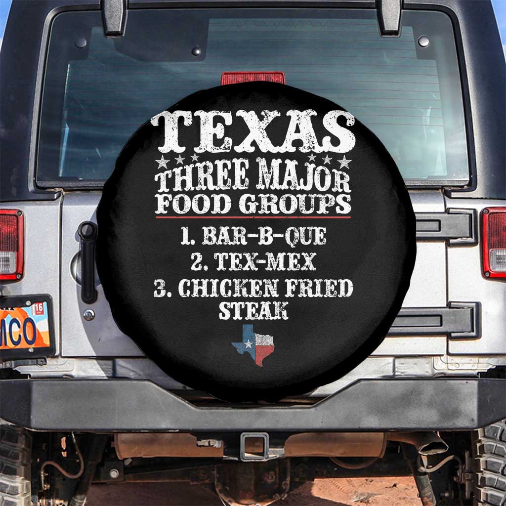 Proud American Texan Spare Tire Cover Texas Three Major Food Groups BBQ Tex Mex Chicken TS11 No hole Black Print Your Wear