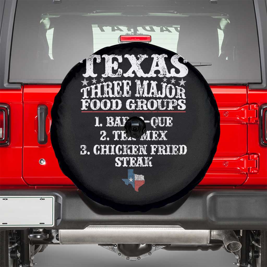 Proud American Texan Spare Tire Cover Texas Three Major Food Groups BBQ Tex Mex Chicken TS11 Black Print Your Wear