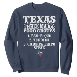 Proud American Texan Sweatshirt Texas Three Major Food Groups BBQ Tex Mex Chicken TS11 Navy Print Your Wear