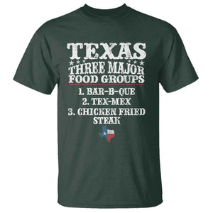 Proud American Texan T Shirt Texas Three Major Food Groups BBQ Tex Mex Chicken TS11 Dark Forest Green Print Your Wear