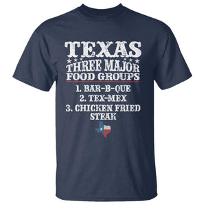 Proud American Texan T Shirt Texas Three Major Food Groups BBQ Tex Mex Chicken TS11 Navy Print Your Wear