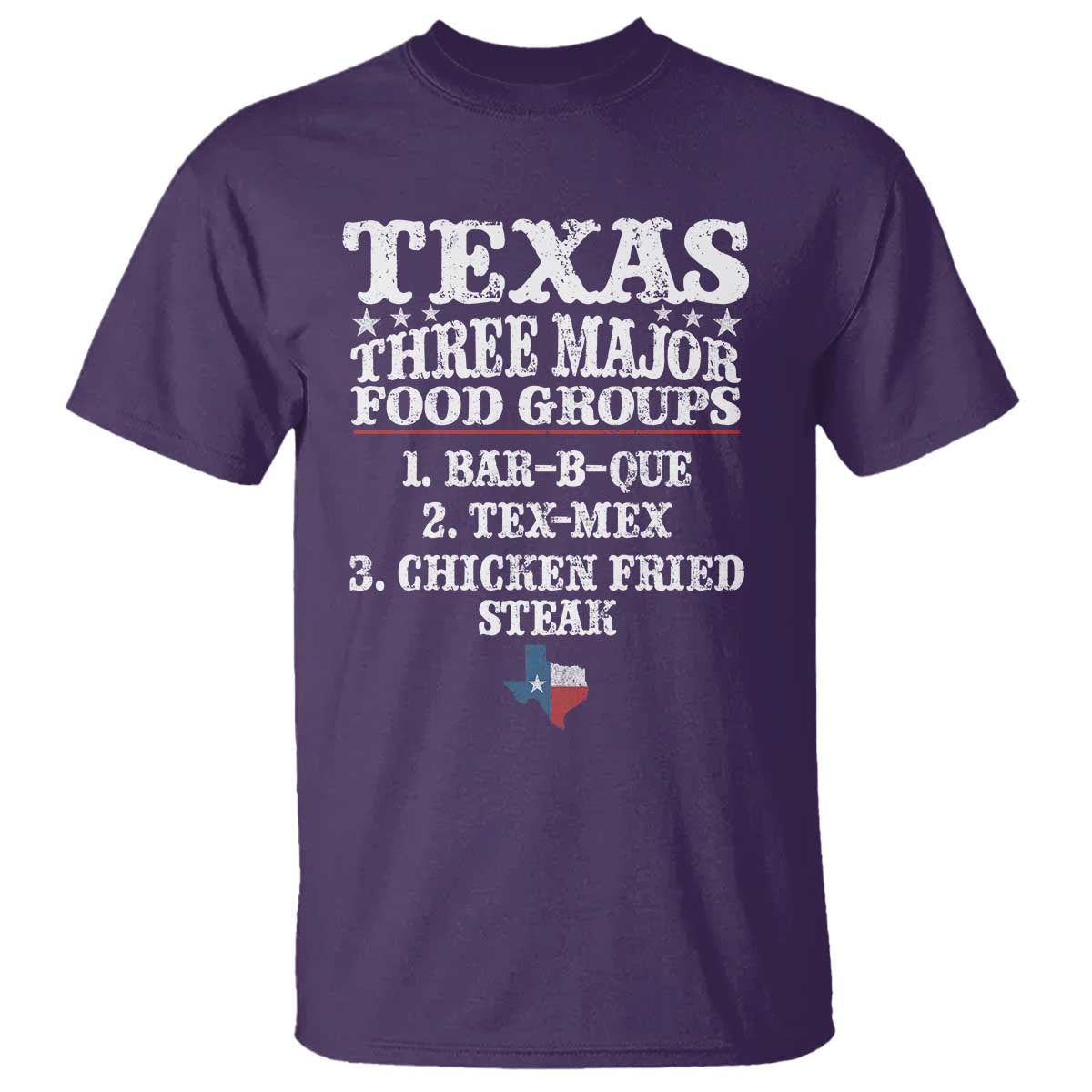 Proud American Texan T Shirt Texas Three Major Food Groups BBQ Tex Mex Chicken TS11 Purple Print Your Wear