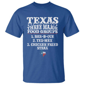 Proud American Texan T Shirt Texas Three Major Food Groups BBQ Tex Mex Chicken TS11 Royal Blue Print Your Wear