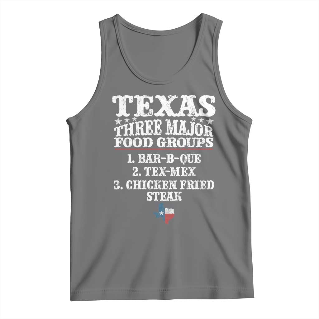 Proud American Texan Tank Top Texas Three Major Food Groups BBQ Tex Mex Chicken TS11 Black Heather Print Your Wear