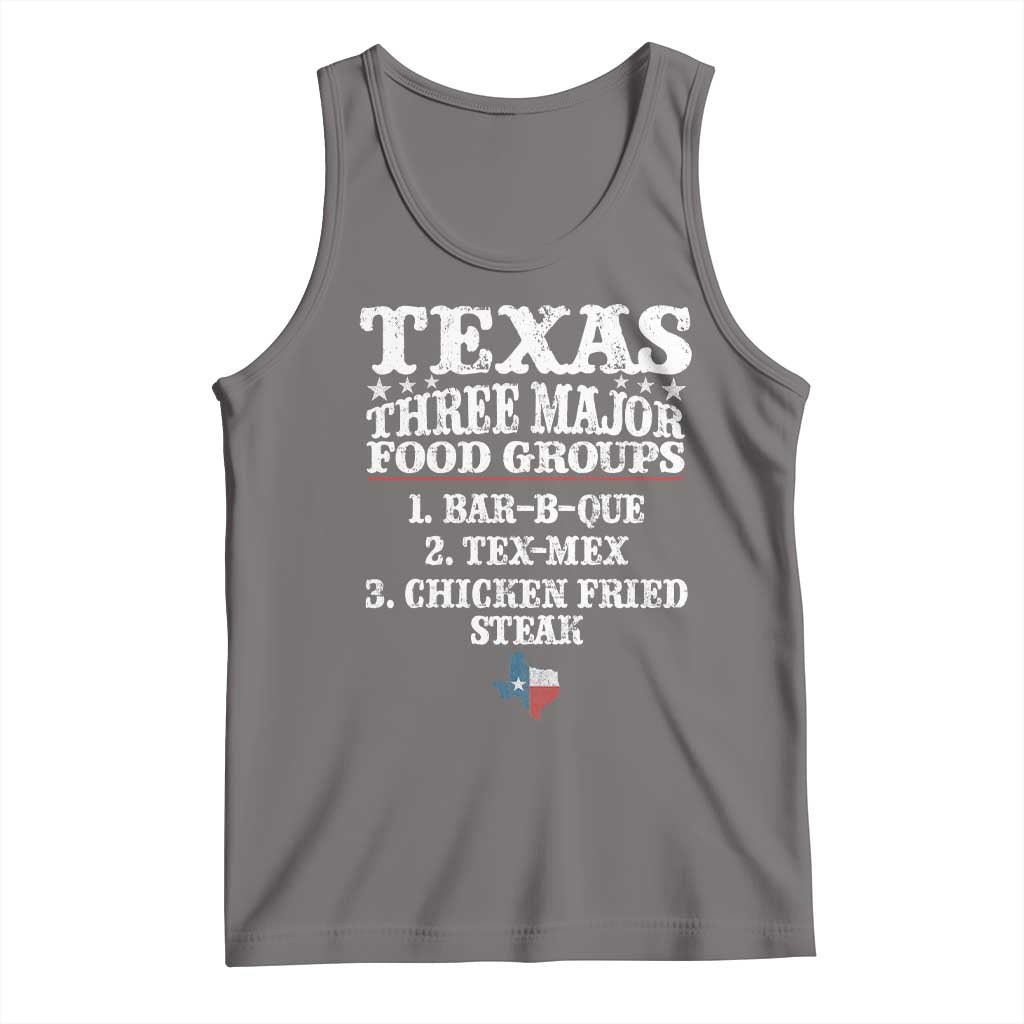 Proud American Texan Tank Top Texas Three Major Food Groups BBQ Tex Mex Chicken TS11 Deep Heather Print Your Wear