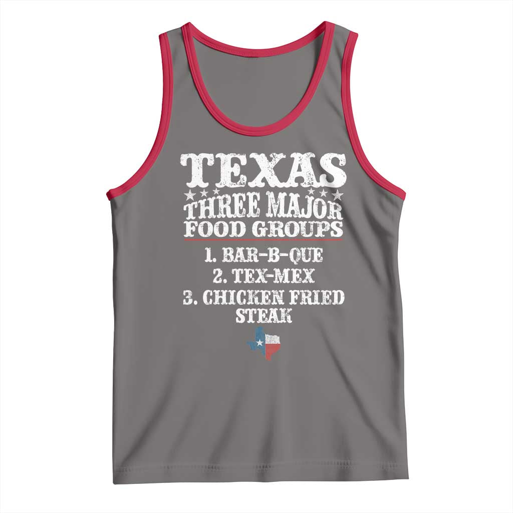 Proud American Texan Tank Top Texas Three Major Food Groups BBQ Tex Mex Chicken TS11 Deep Heather Red Print Your Wear
