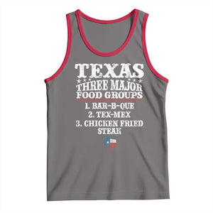 Proud American Texan Tank Top Texas Three Major Food Groups BBQ Tex Mex Chicken TS11 Deep Heather Red Print Your Wear