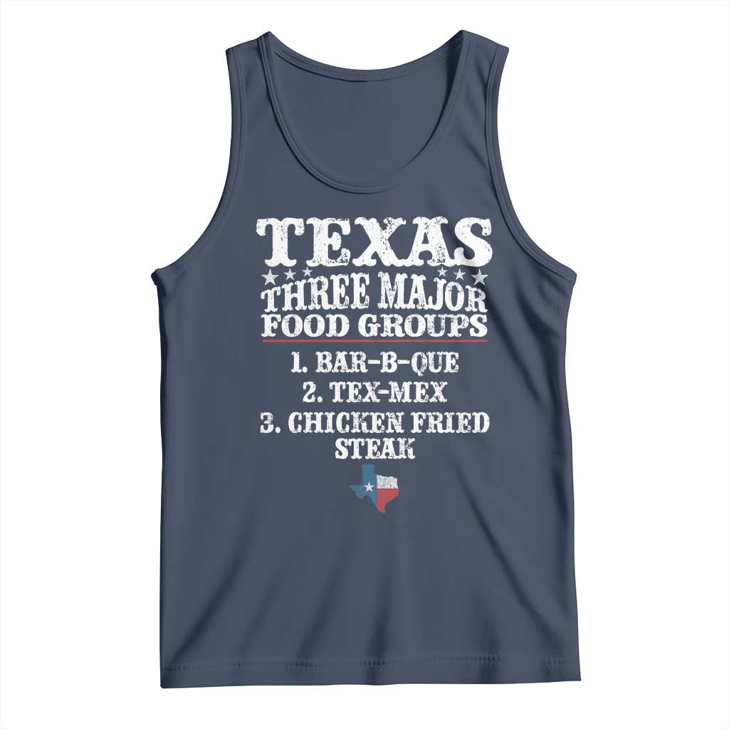 Proud American Texan Tank Top Texas Three Major Food Groups BBQ Tex Mex Chicken TS11 Navy Print Your Wear