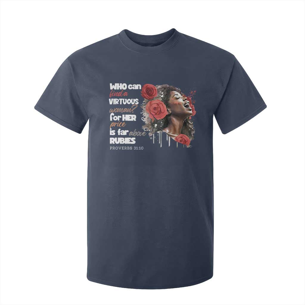 Christian African American T Shirt For Kid Who Can Find A Virtuous Woman TS11 Navy Print Your Wear