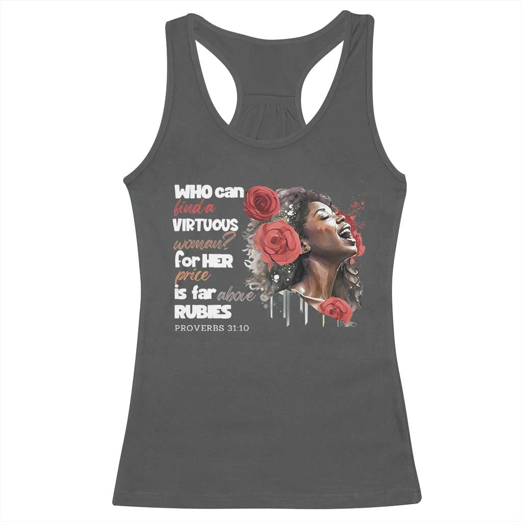 Christian African American Racerback Tank Top Who Can Find A Virtuous Woman TS11 Dark Heather Print Your Wear