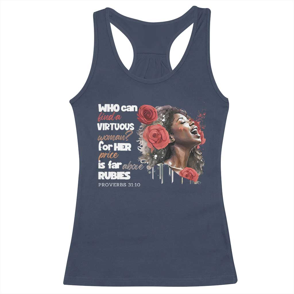 Christian African American Racerback Tank Top Who Can Find A Virtuous Woman TS11 Navy Print Your Wear