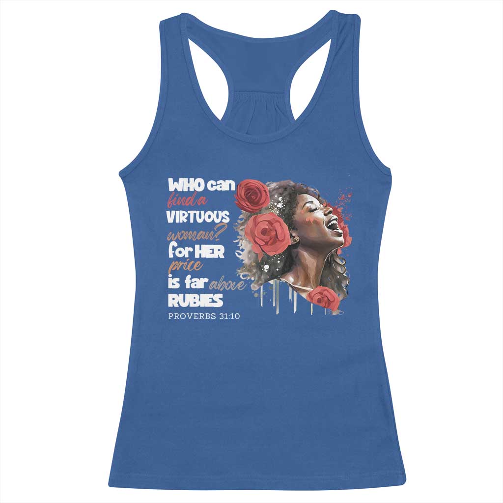 Christian African American Racerback Tank Top Who Can Find A Virtuous Woman TS11 Royal Blue Print Your Wear