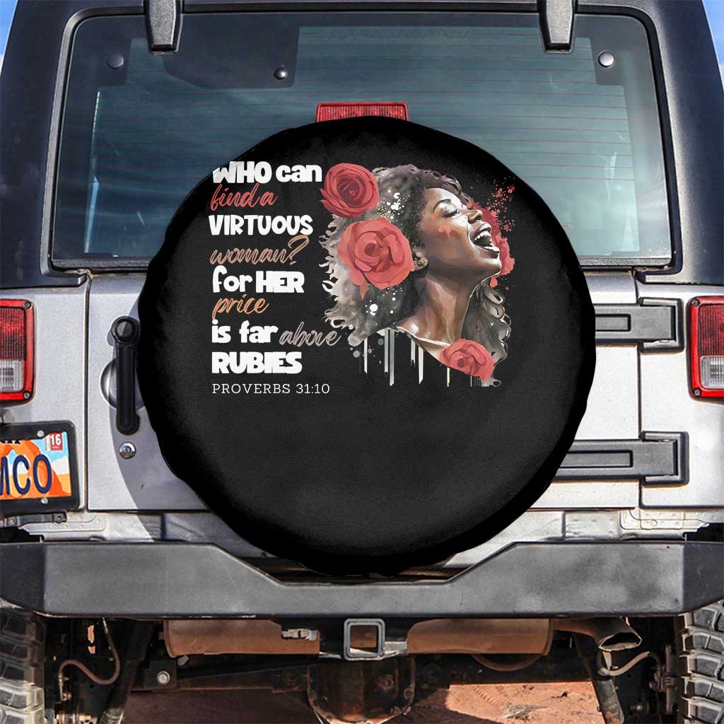 Christian African American Spare Tire Cover Who Can Find A Virtuous Woman TS11 No hole Black Print Your Wear