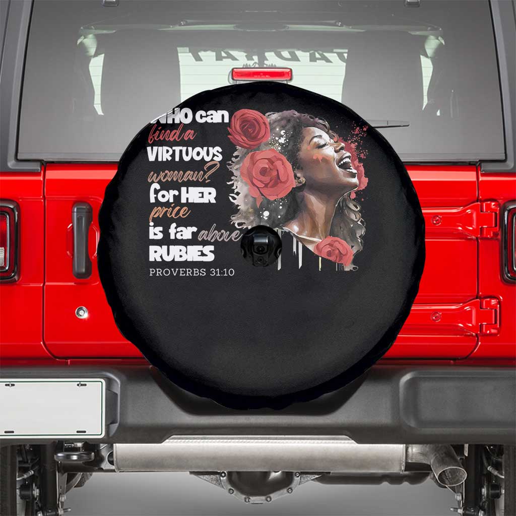 Christian African American Spare Tire Cover Who Can Find A Virtuous Woman TS11 Black Print Your Wear