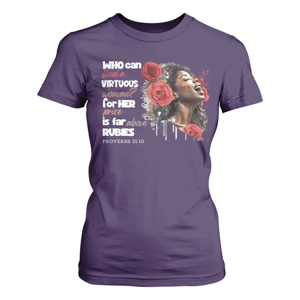 Christian African American T Shirt For Women Who Can Find A Virtuous Woman TS11 Purple Print Your Wear