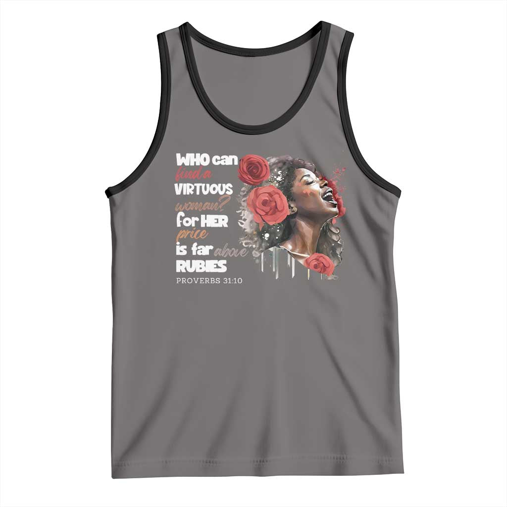 Christian African American Tank Top Who Can Find A Virtuous Woman TS11 Deep Heather Black Print Your Wear