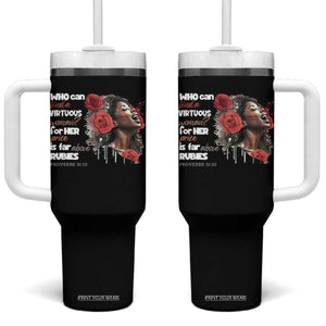 Christian African American Tumbler With Handle Who Can Find A Virtuous Woman TS11 One Size: 40 oz Black Print Your Wear