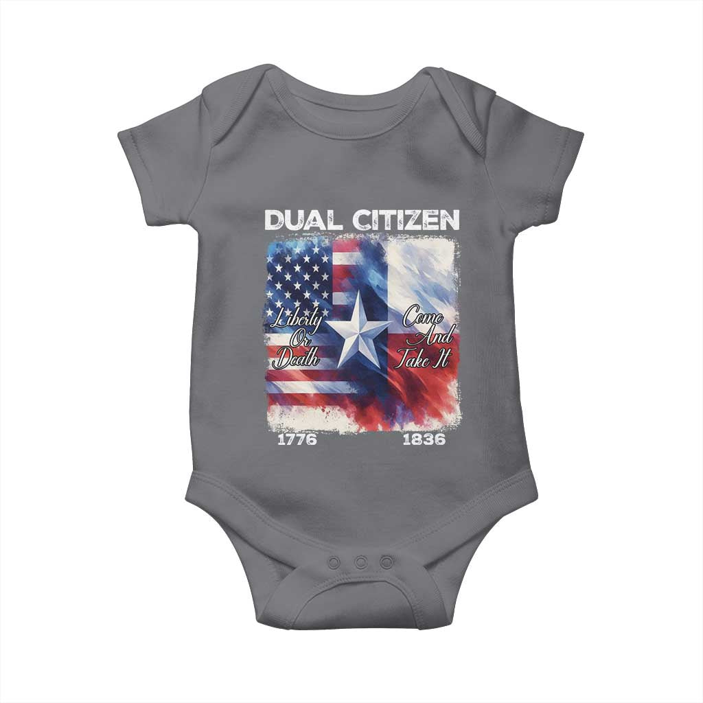 Proud American Texan Baby Onesie Dual Citizen Liberty Or Death Come And Take It TS11 Charcoal Print Your Wear