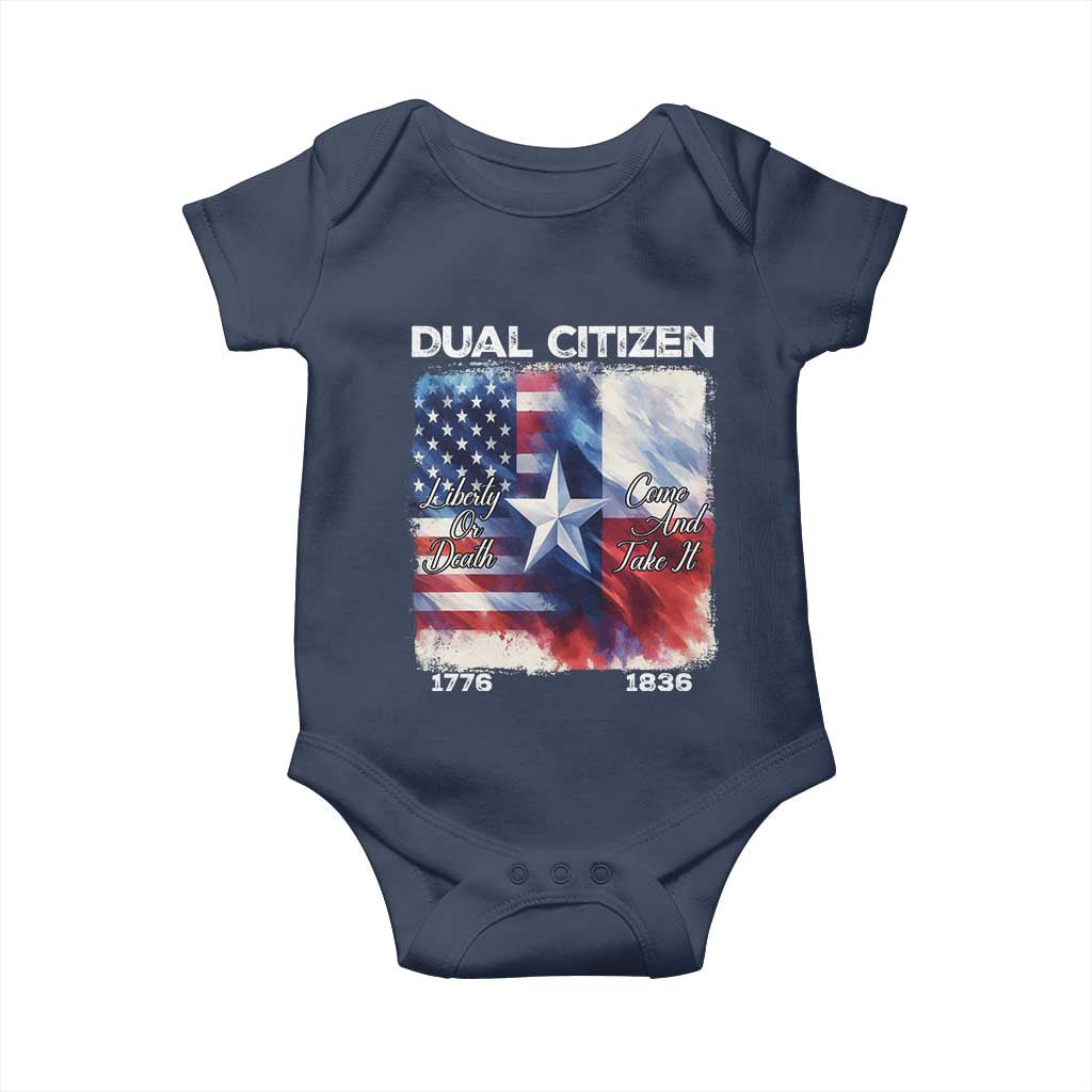 Proud American Texan Baby Onesie Dual Citizen Liberty Or Death Come And Take It TS11 Navy Print Your Wear