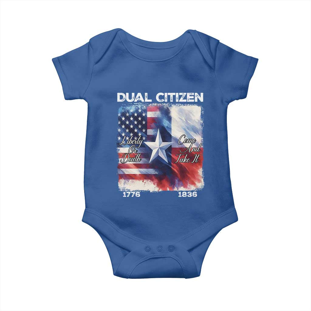 Proud American Texan Baby Onesie Dual Citizen Liberty Or Death Come And Take It TS11 Royal Blue Print Your Wear