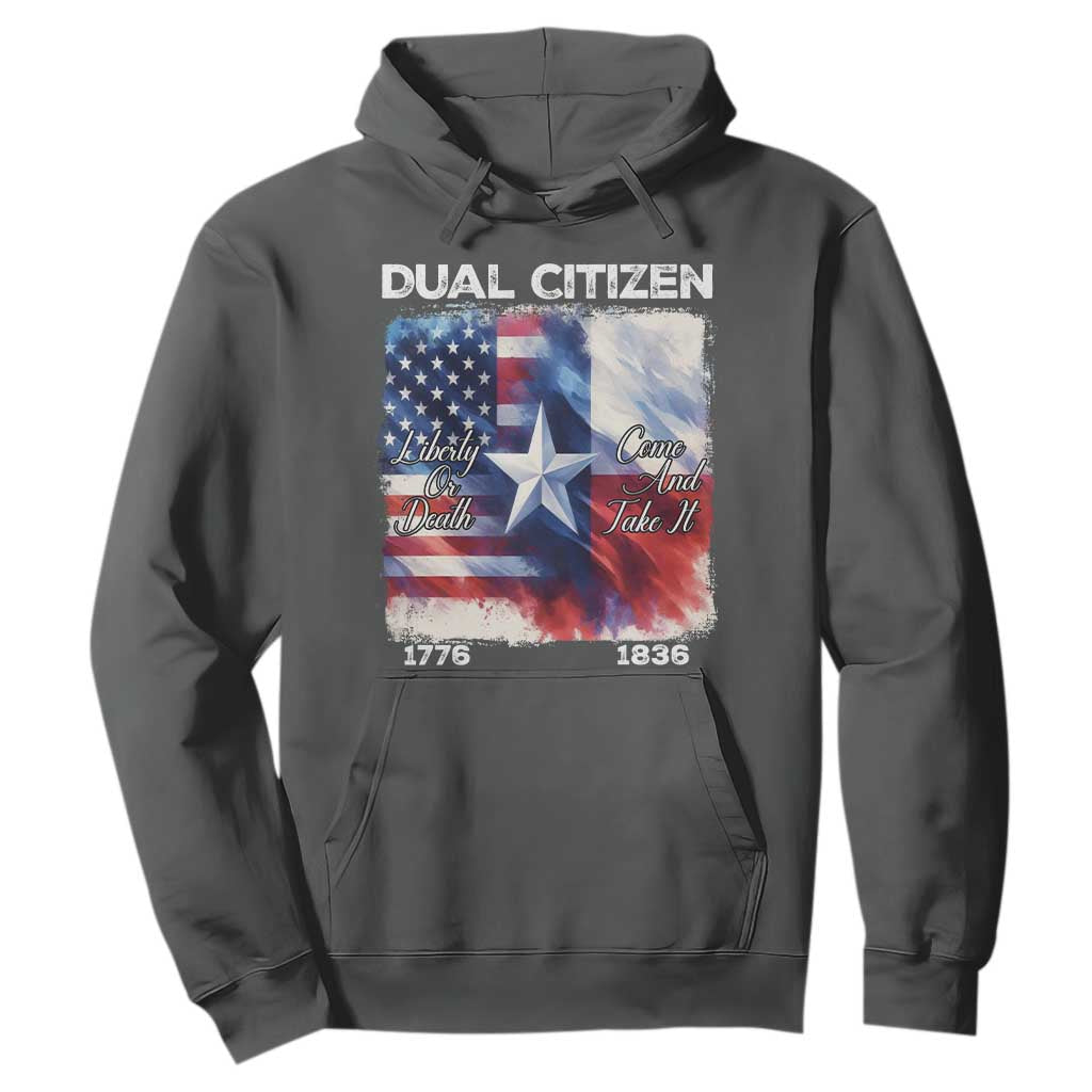 Proud American Texan Hoodie Dual Citizen Liberty Or Death Come And Take It TS11 Dark Heather Print Your Wear