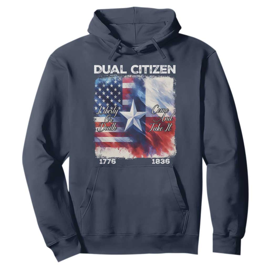 Proud American Texan Hoodie Dual Citizen Liberty Or Death Come And Take It TS11 Navy Print Your Wear