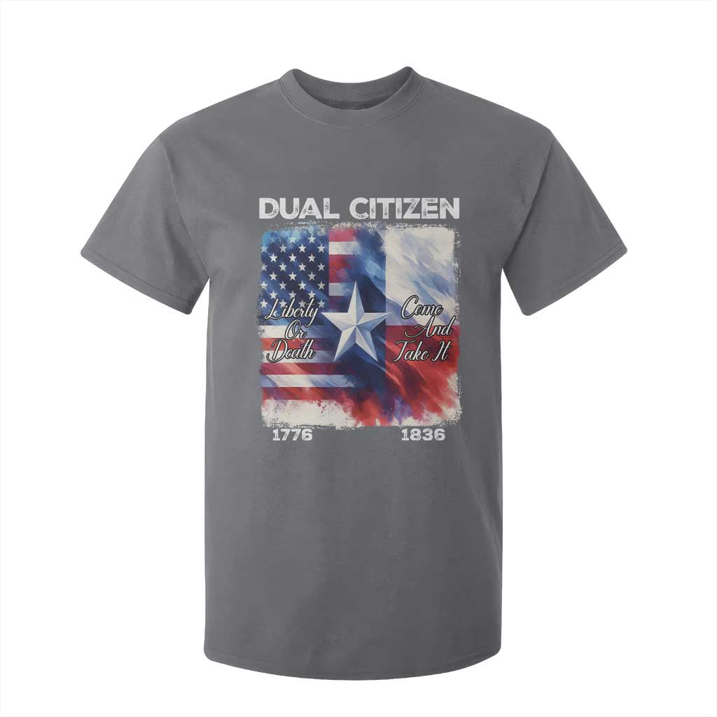 Proud American Texan T Shirt For Kid Dual Citizen Liberty Or Death Come And Take It TS11 Charcoal Print Your Wear