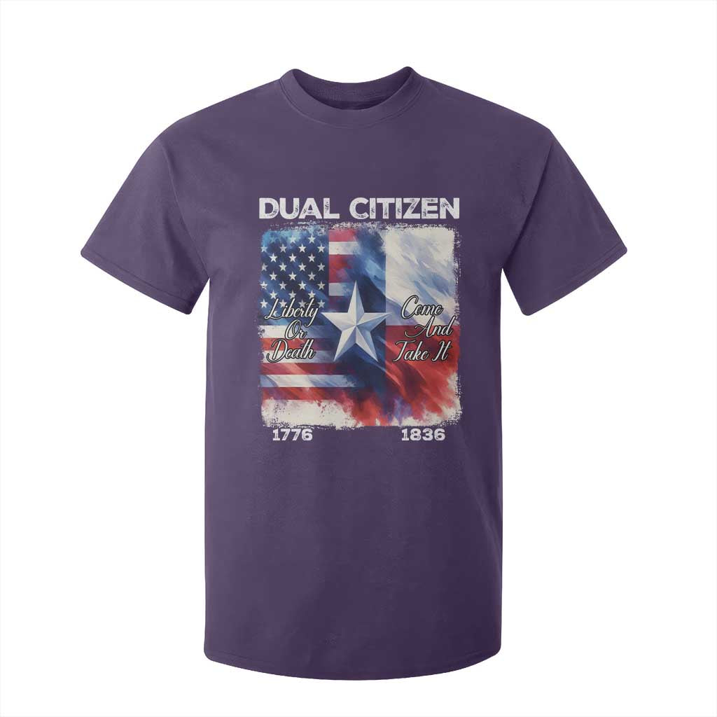 Proud American Texan T Shirt For Kid Dual Citizen Liberty Or Death Come And Take It TS11 Purple Print Your Wear