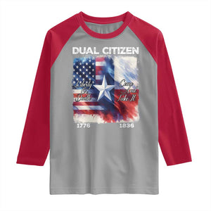 Proud American Texan Raglan Shirt Dual Citizen Liberty Or Death Come And Take It TS11 Sport Gray Red Print Your Wear