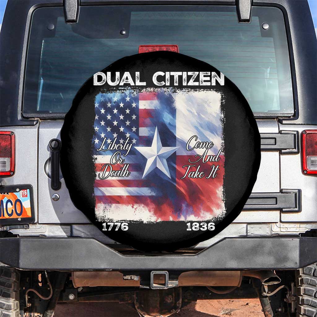 Proud American Texan Spare Tire Cover Dual Citizen Liberty Or Death Come And Take It TS11 No hole Black Print Your Wear