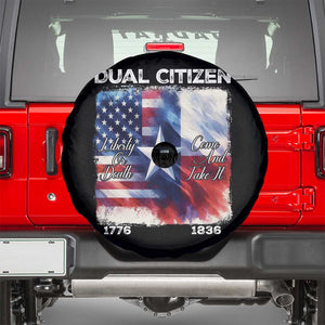 Proud American Texan Spare Tire Cover Dual Citizen Liberty Or Death Come And Take It TS11 Black Print Your Wear