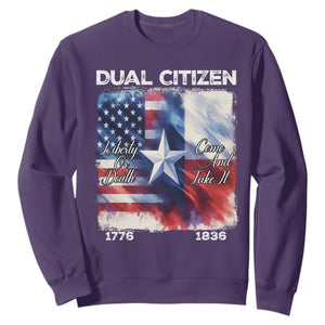 Proud American Texan Sweatshirt Dual Citizen Liberty Or Death Come And Take It TS11 Purple Print Your Wear