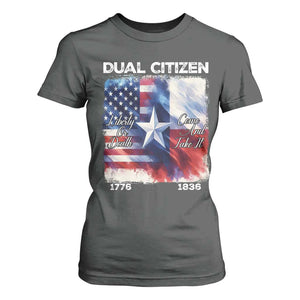 Proud American Texan T Shirt For Women Dual Citizen Liberty Or Death Come And Take It TS11 Dark Heather Print Your Wear