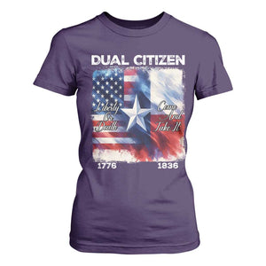Proud American Texan T Shirt For Women Dual Citizen Liberty Or Death Come And Take It TS11 Purple Print Your Wear