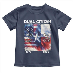 Proud American Texan Toddler T Shirt Dual Citizen Liberty Or Death Come And Take It TS11 Navy Print Your Wear